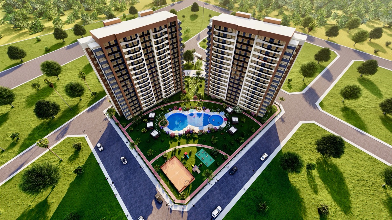 Apartments mit ausgezeichnetem Layout in Mersin, 1+1 in Tomyuk - IHT001