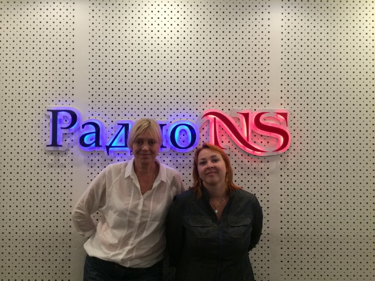 Alexandra Sokolova with Tatyana Rau on NS radio, Almaty, Kazakhstan